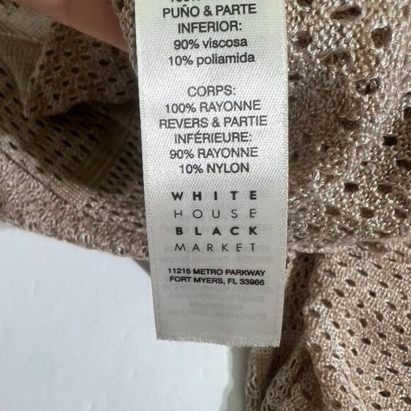 WHBM Open Front Metallic Knit Long Duster Cardigan Sweater M Long Sleeve - Picture 8 of 12